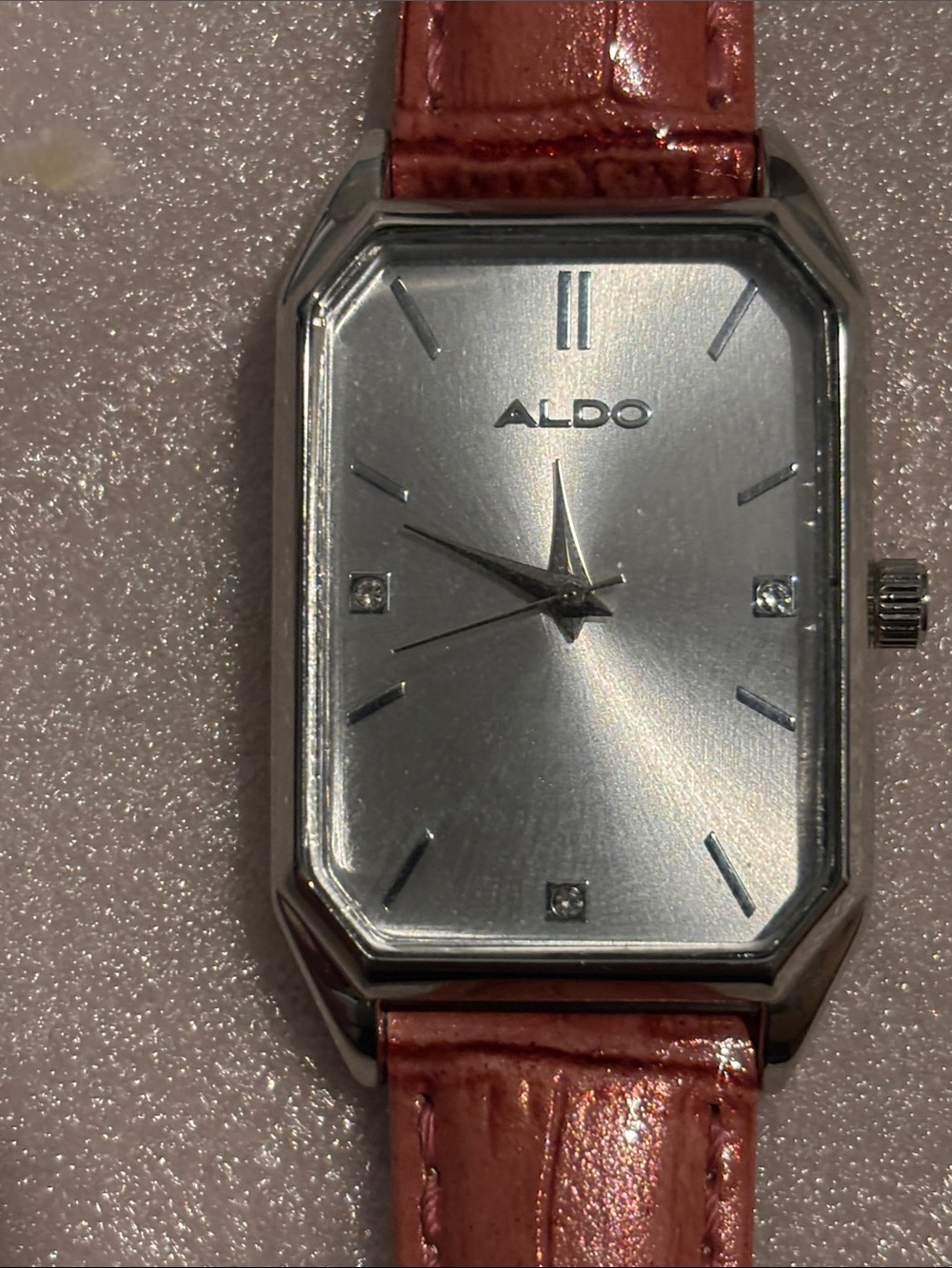 Uni-sex ALDO Silver Dial Watch with Pink Leather Strap